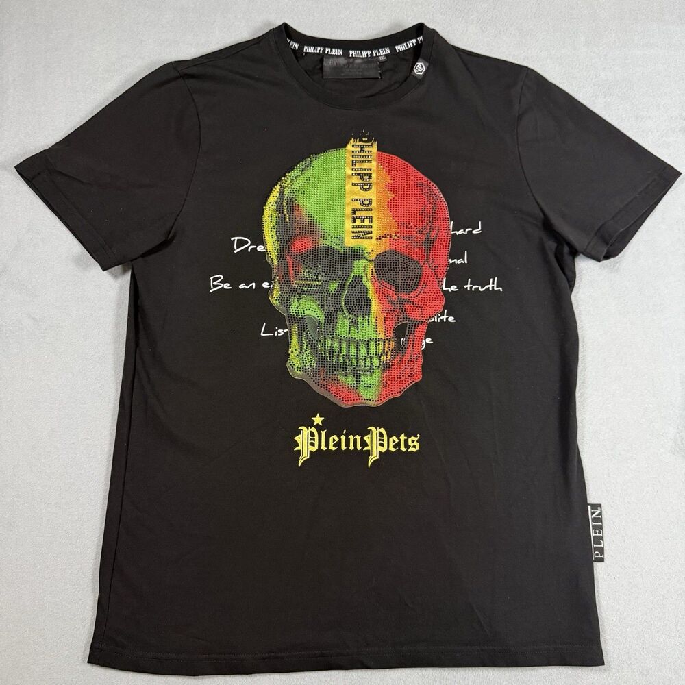 Philipp Plein Skull T-Shirt Tagged XXL Fits Like Mens M PleinPets Rhinestone